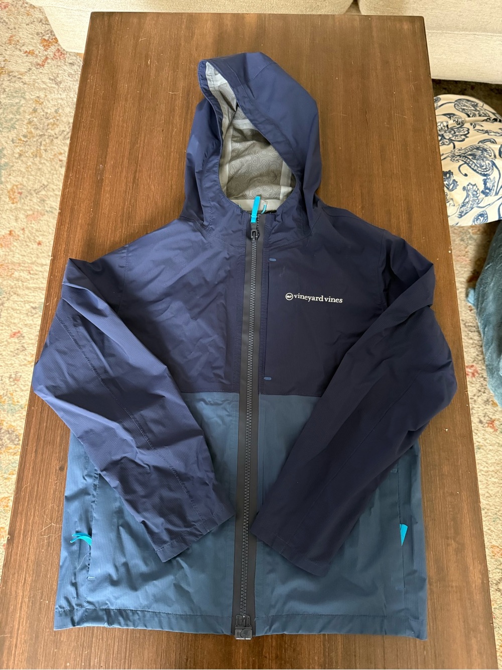 Vineyard Vines Kids Navy & Slate Blue Hooded Rain Jacket